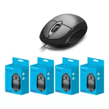 Mouse Básico Com Fio Preto Multilaser Atacado 5 Unidades