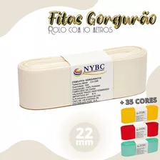 Fitas Gorgurão Para Laço 22mm - Rolo Com 10 Metros Cor Bege Natural - 296 Liso 22mm