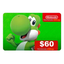 Cartão Nintendo Eshop Switch Card Usa $60 Dólares Americano