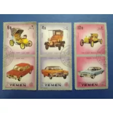  Estampillas Autos Antiguos X 3 De Yemen