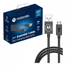 Cabo De Dados E Carga Motorola Micro-usb 2 Metros Preto