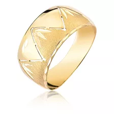 Anel Feminino Largo Ouro Puro Amarelo Trabalhado Ac15 18k