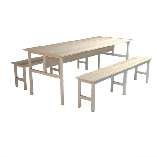 Mesa Refeitório 8 Lugares Com 2 Bancos Metal Wood Design Fresno