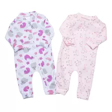 Combo 2 Macacões Com Zíper Para Bebe Soft Quentinho Inverno