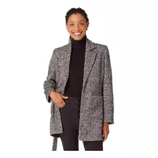 Casaco Longo Feminino Hering Blazer Tecido Jacquard P&b