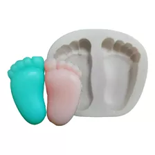 Molde Forma Silicone Sabonete - Par Pezinho Bebe M - 2 Cav