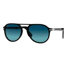 Óculos De Sol Polarizados Persol La Casa De `papel Po3235s 55, Cor Preto Armação Cor Preto, Lente Azul Degradada