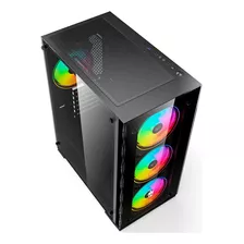 Gabinete Gamer Frente Lateral De Vidro 3 Fans Rgb Evolut Han