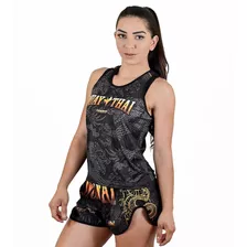 Conjunto Muay Thai Regata Nadador E Short Dragon Dourado