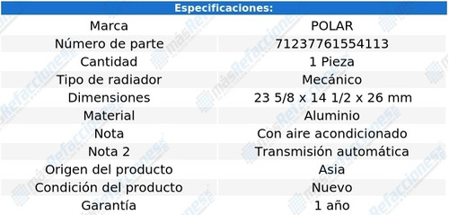 Radiador Mecanico Zafira L4 2.2l Aut C/aa 00-04 Polar Foto 2