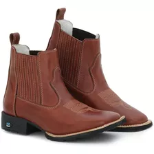 Bota Texana Masculina Bico Quadrado Cavalgada Couro.,