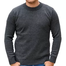 Blusa Tricô Masculina Lã Suéter Gola Careca Cardigan Inverno