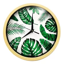 Reloj Tropical Hojas Adan De Pared Redondo Gorsh 25 Cm