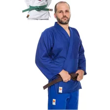 Kimono Judo Trançado Adulto Azul + Faixa Adulto 