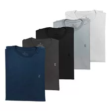 Kit 5 Camiseta Básica Masculina Algodão Manga Curta