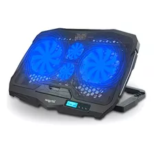 Base Notebook Reclinable 4 Fans Hub Usb Luces Nisuta Ns-cn93 Color Negro Color Del Led Azul