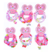 Kit C/6 Cartelas Pulseira Infantil Perola Pingente Atacado 