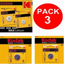 Pack 3 Pila Cr2016 Cr2025 Cr2032 3v Kodak Max Lithium 