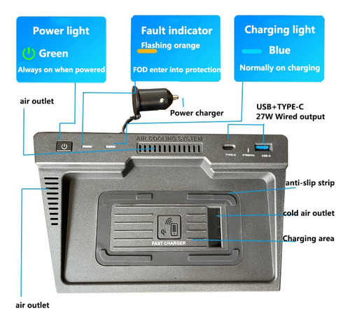 Carga Inalmbrica Qi Car De 15 W Para Tucson Nx4 2021 2022 F Foto 6