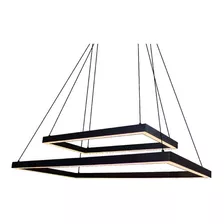 Pendente Lustre Fit Led 44w 2 Retângulos Sobrepostos Moderno Clean Minimalista 747led3 St1341 Cor Preto Bivolt