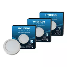 3 X Panel Foco Led Sobrepuesto 18w Sensor Fotocelda Hyundai