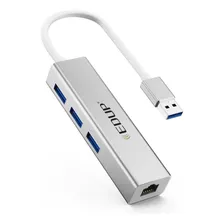 Hub Usb 3.0 + Adaptador Ethernet Rj45 10/100/1000 Gigabit