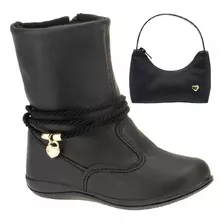 Bota Infantil Feminina Menina Criança Nude/preto