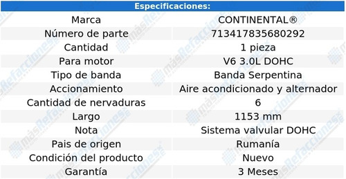 Banda Serpentina Alt, A/a 1153 Mm Stealth V6 3.0l Dohc 91-96 Foto 5