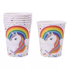 Vasos Cumpleaños Unicornio & Arcoíris 6 Unidades Glam