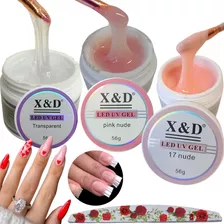 Kit 3 Gel X&d Uv Led 56g Pink Nude, Transparente Unha