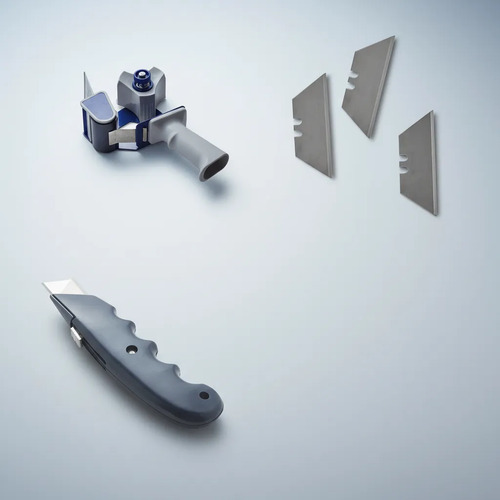 Kit Bremen: Racionador Cinta Embalaje Reforzado + Repuesto Cuchilla Cutter X10 + Cutter Retráctil Metálico Dgm