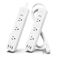 Enchufe Inteligente Marca Kmc 2 Pz/3 Tomas/2 Usb/blanco