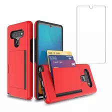 Funda Con Porta Tarjetas Y Templado Para LG Stylo 6 (roja)