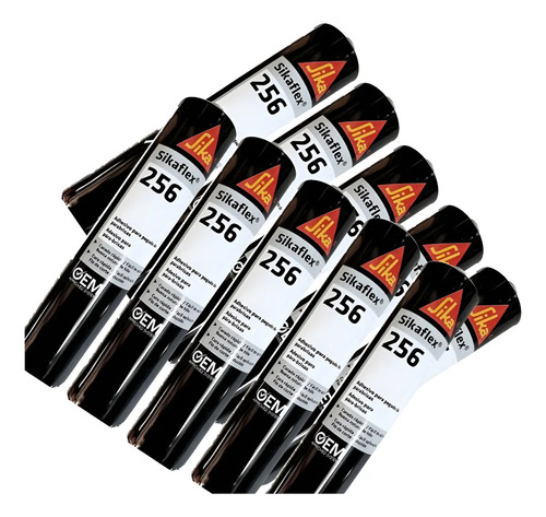 Kit 10 Sikaflex 256 Adesivo Parabrisas 300ml - Cor Preto Preto