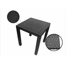 Mesa De Plástico Tipo Rattan Color Negro