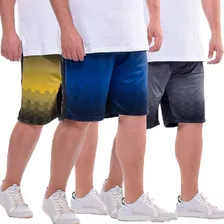 Kit 04 Shorts Poliester Masculino Plus Size Tamanho Especial