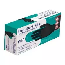 Luvas Descartáveis Antiderrapantes Volk Do Brasil Sensi Slim Cor Preto Tamanho Gg De Nitrilo X 100 Unidades 