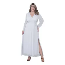 Vestido Feminino Tule Com Manga Longa Moda Evangélica