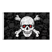 Bandera De Calavera Pirata Negra 150cm X 90 Cm