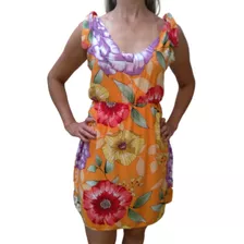 Vestido Curto Viscose Estampa Alça Laço Tamanho Único 38/40