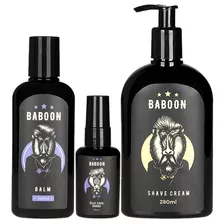 Kit Creme Barbear, Balm Hidratante E Óleo Para Barba Baboon 