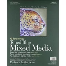 Strathmore 400 Series Toned Blue Mix Media Pad 11x14 Con Peg