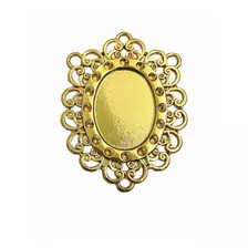 Entremeio Oval 4,2cm P/personalizar C/adesivo 10pçs Dourado