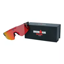Óculos De Sol Bike Corrida Yopp Ironman Br Uv400 Mask Imb2.5 Cor Da Armação Preto E Vermelho Cor Da Lente Vermelho