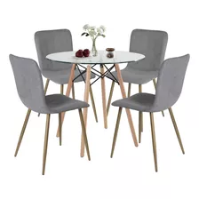 Comedor 4 Sillas Color Gris Oscuro Homemake Furniture