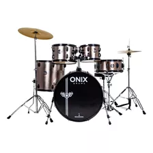 Bateria Nagano Onix Smart 22 Com Banco Pratos Completa Cor Deep Silver