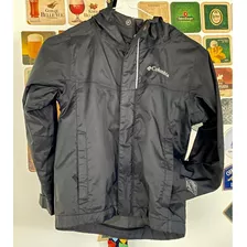 Campera Columbia Niño/a Impermeable Omni -con Capucha Negra