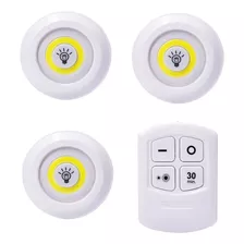 Lâmpada Led Luminária Sem Fio Controle Remoto Kit C/ 3 Spots