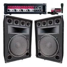 Combo Bafles 15puLG /driver1200w Consola Potenciada 4ch+mic