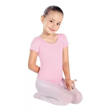 Malla Manga Corta Ballet Rosada Negro Talla 2 A 16